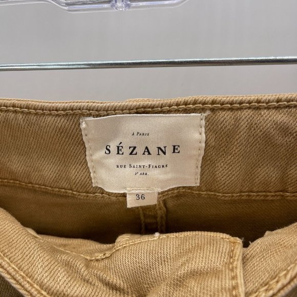 Sezane Pantalon Manu Jeans Cuffed Pants Beige Tan Womens Size 36 NWT - Picture 6 of 13